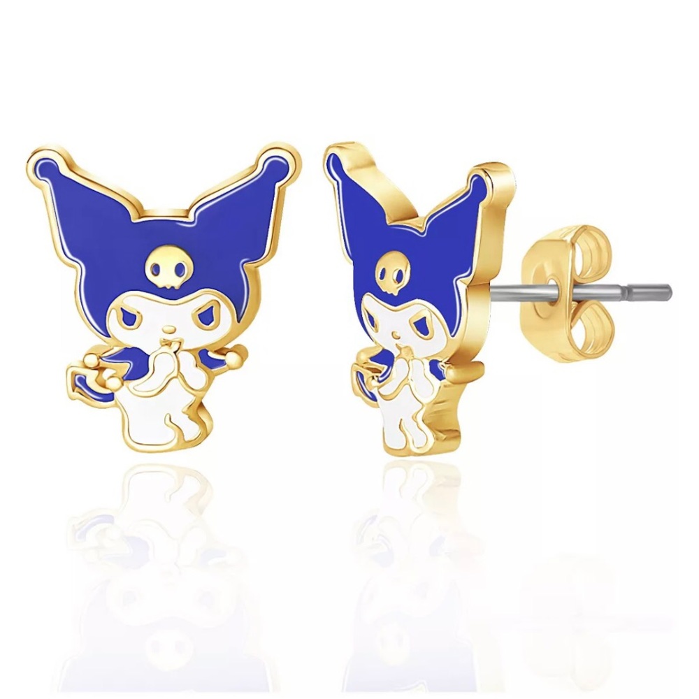 Sanrio Kuromi Brass Flash Plated Enamel Stud Earrings